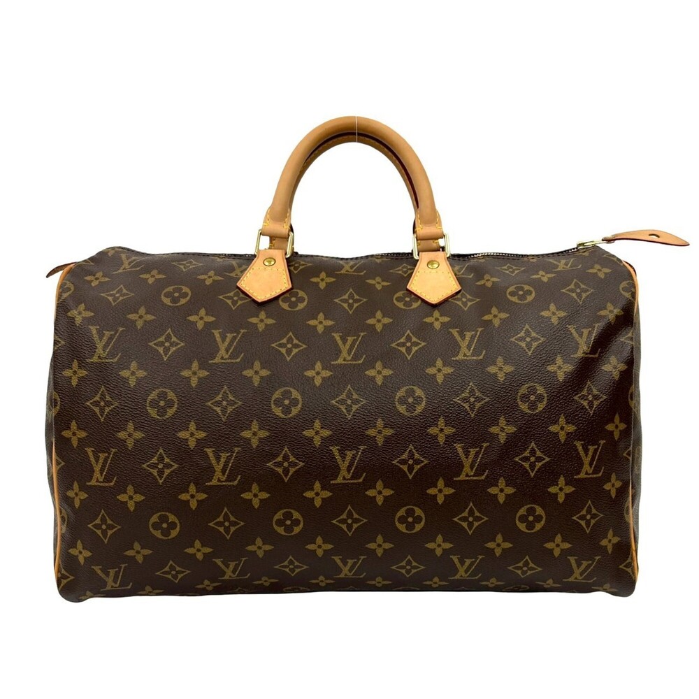 LOUIS VUITTON Authentic Brown Monogram Leather Speedy 40 Boston Bag - Picture 3 of 9